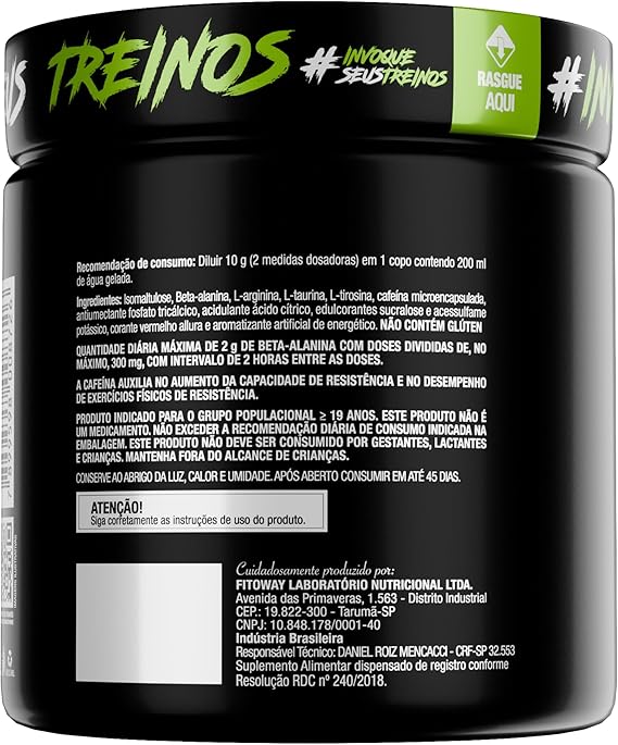 FTW Pré-Treino Diabo Verde em Pó com Cafeína, Aminoácidos Beta‑Alanina e Arginina para Treinos e Atividades Físicas - Pote 300 g (Energético) - Imagem 2