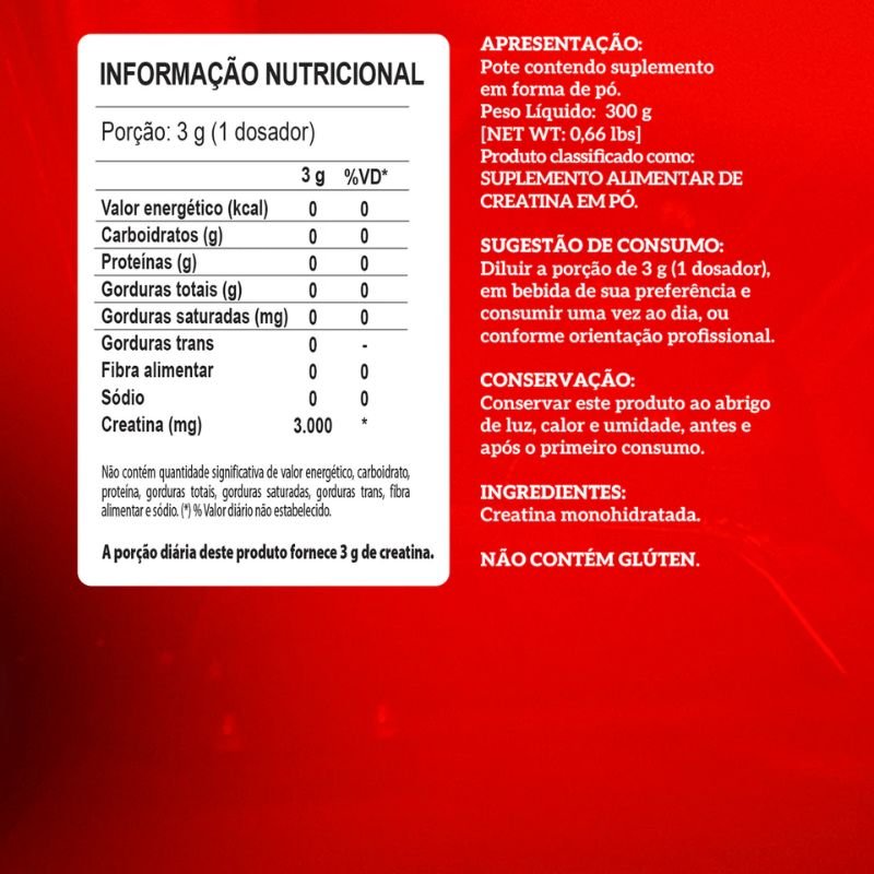 Creatina 100% Pura 300g Hardcore - Imagem 2