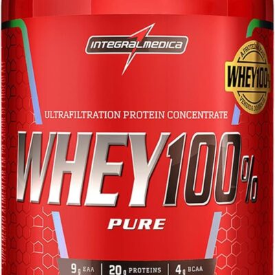 Whey Protein Concentrado Chocolate 100% Pure – 21g de Proteína por Scoop, Suplementação Alimentar Pós-Treino, Fórmula Enriquecida com BCAAs – Pote 900g